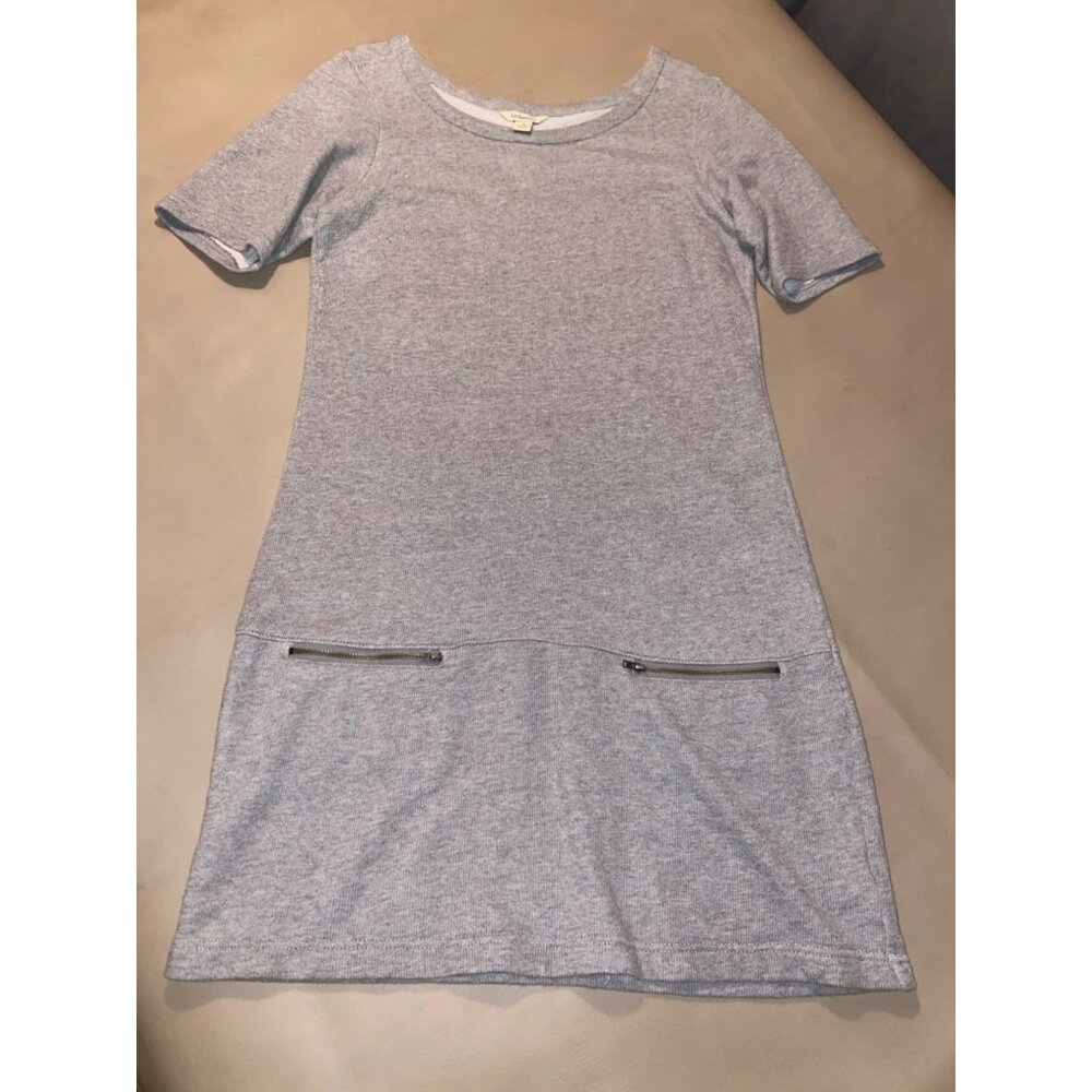 G.H. Bass & Co. Women's Grey 100% Cotton Casual Dress With Zipper Pockets